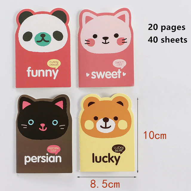 4pcs Mini Notebook Softcover Lined Cut Top Cute Animals Multi Image 5
